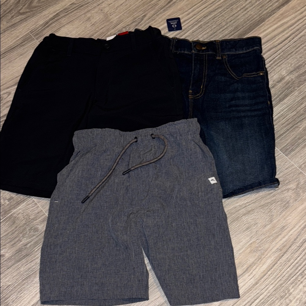Stylish Kids Shorts Set - Black, Blue, and Gray
All 3 pairs Size 7/8 boys